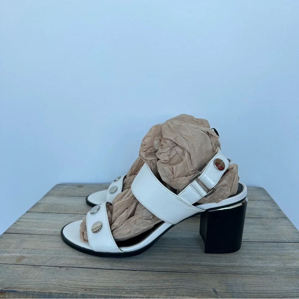 White Calvin Klein Block Heel Sandal Heels - Picture 4 of 10